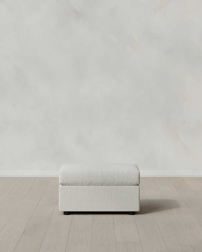 Sorrell Brennan Ottoman in Performance Chenille Linen Blend