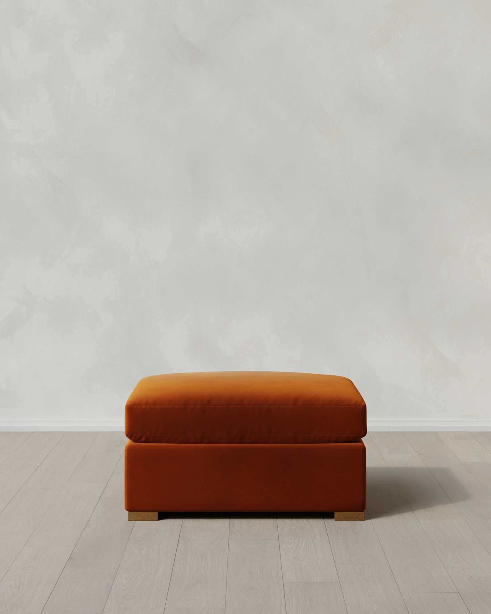 Rust Hollis Slope Arm Ottoman in Performance Velvet