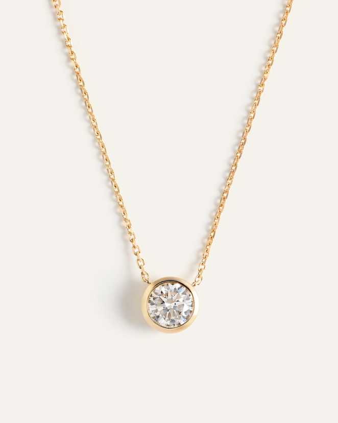 Yellow Gold 14K Gold Lab Grown Diamond Bezel Necklace
