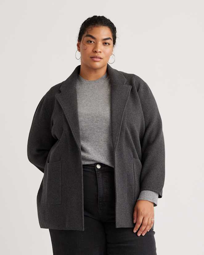 Charcoal 100% Organic Cotton Knit Blazer