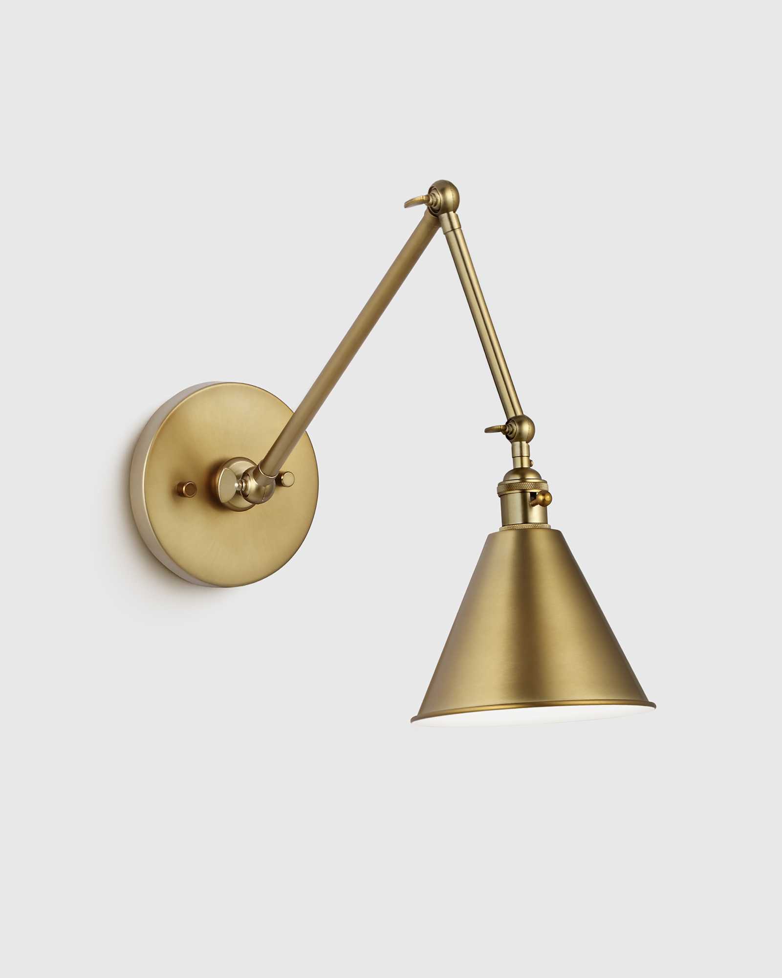brass Articulating Double Arm Steel Wall Sconce