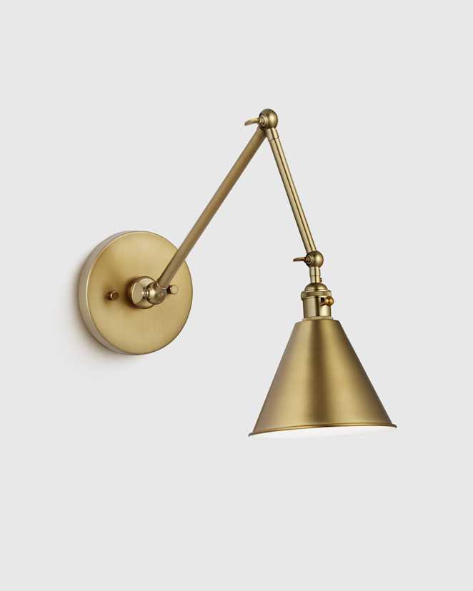 Brass Articulating Double Arm Steel Wall Sconce