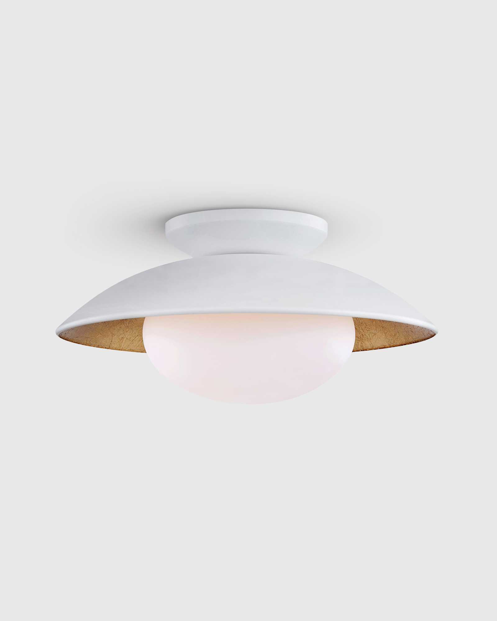 Steel and Gold Foil Flush Mount White