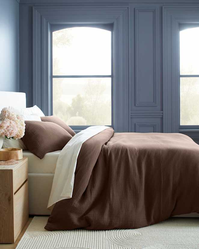 Chocolate Organic Airy Gauze Duvet Cover
