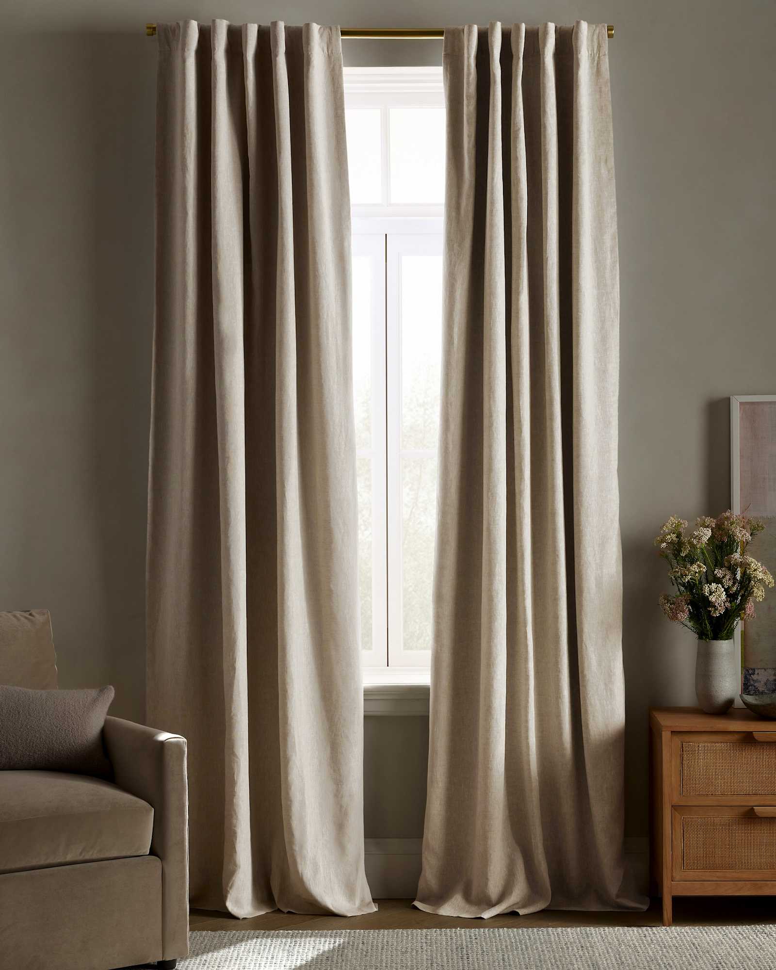 Flax European Linen True Blackout Curtain - Single Panel