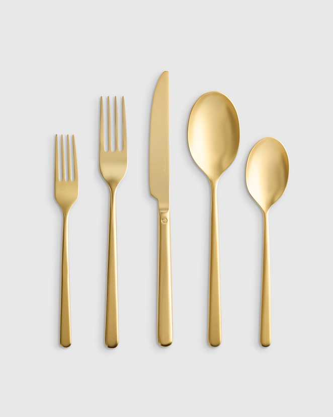 Brushed Gold Ensemble de couverts minimaliste Gia, 20 pièces