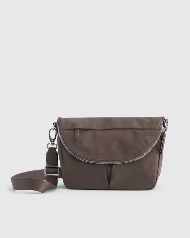 Ash Grey Revive Nylon Foldover Crossbody