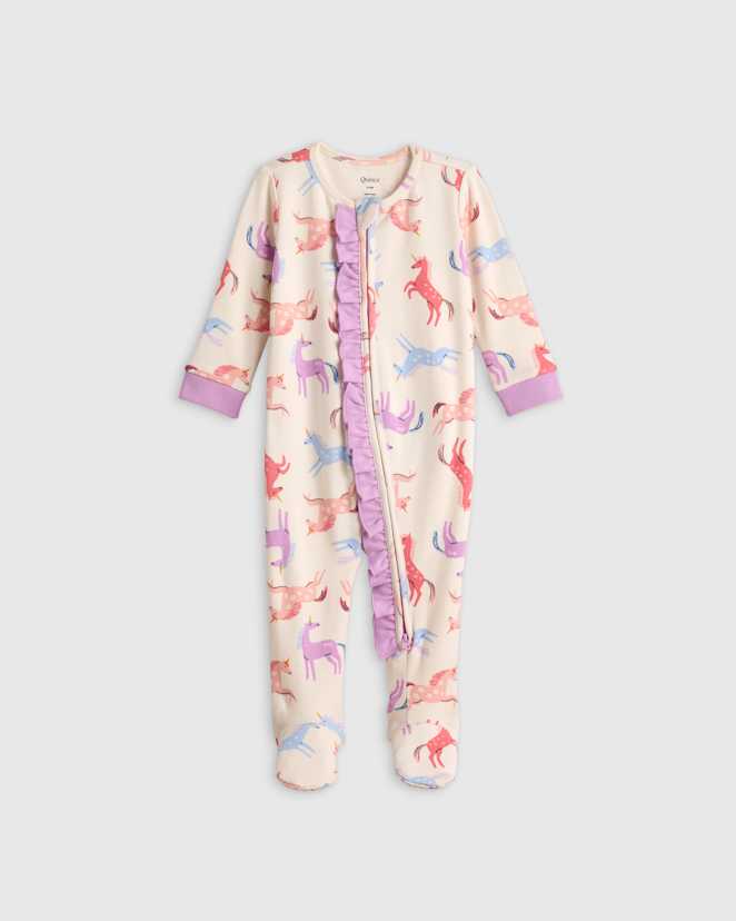 Unicorn 100% Organic Cotton Ruffle Footie