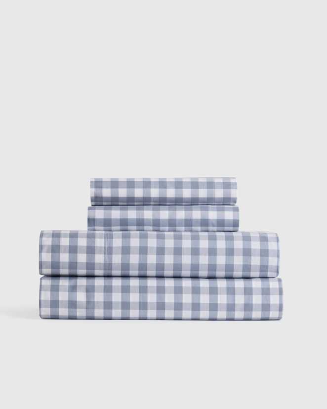 Mineral Organic Crisp Percale Gingham Sheet Set