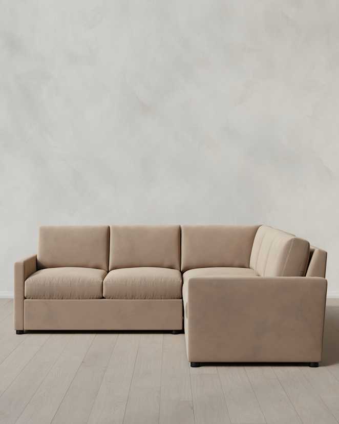 Taupe Brennan L Sectional in Performance Velvet