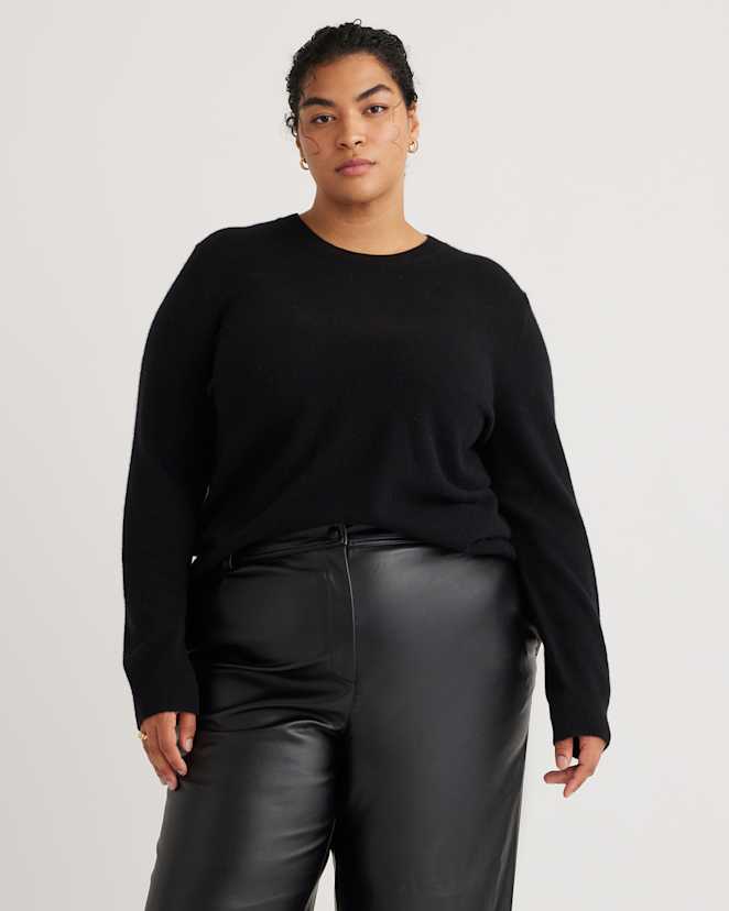 Black Mongolian Cashmere Crewneck Sweater