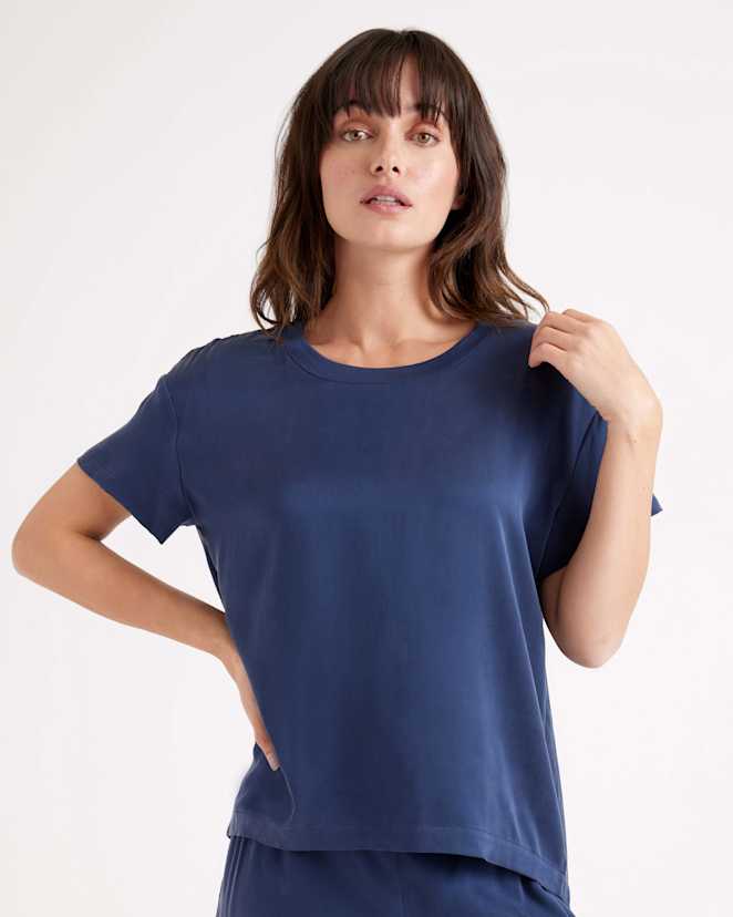 Indigo 100% Washable Silk Pajama Tee
