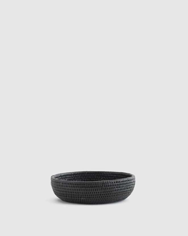 Black Handwoven Rattan Bowl