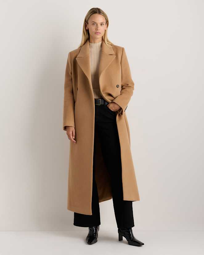 Caramel Wool Cashmere Tailored Long Coat