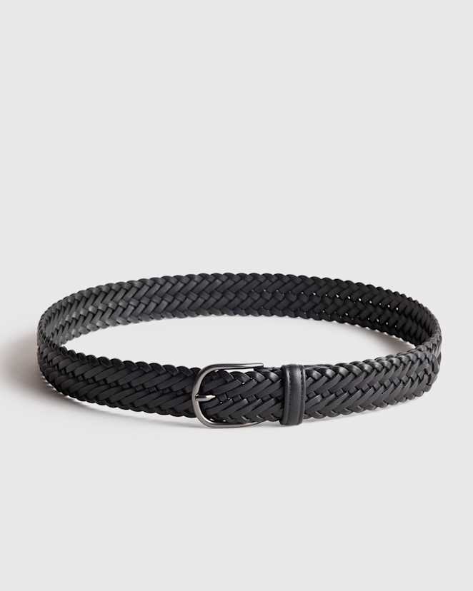 Black Jack Italian Leather Woven Belt