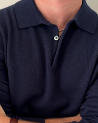 Mongolian Cashmere Polo Sweater True Navy Kian McCaffrey 4x5