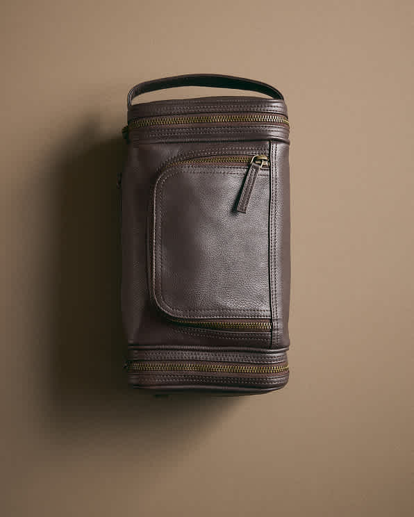 Dark Brown Nappa Leather Toiletry Bag