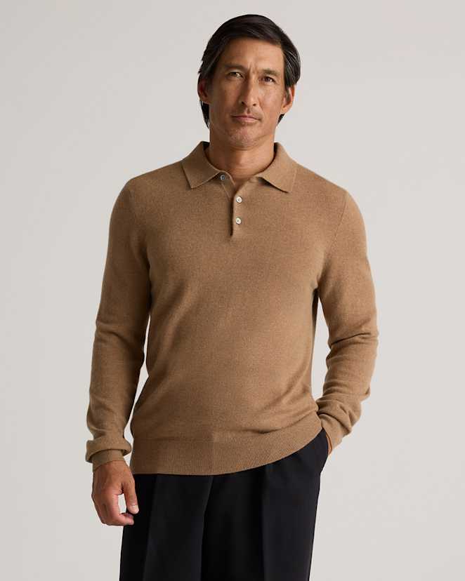 Teak Mongolian Cashmere Polo Sweater