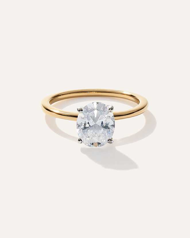 Yellow Gold Lab Grown Diamond Oval Petite Classic Engagement Ring - 1.50ct