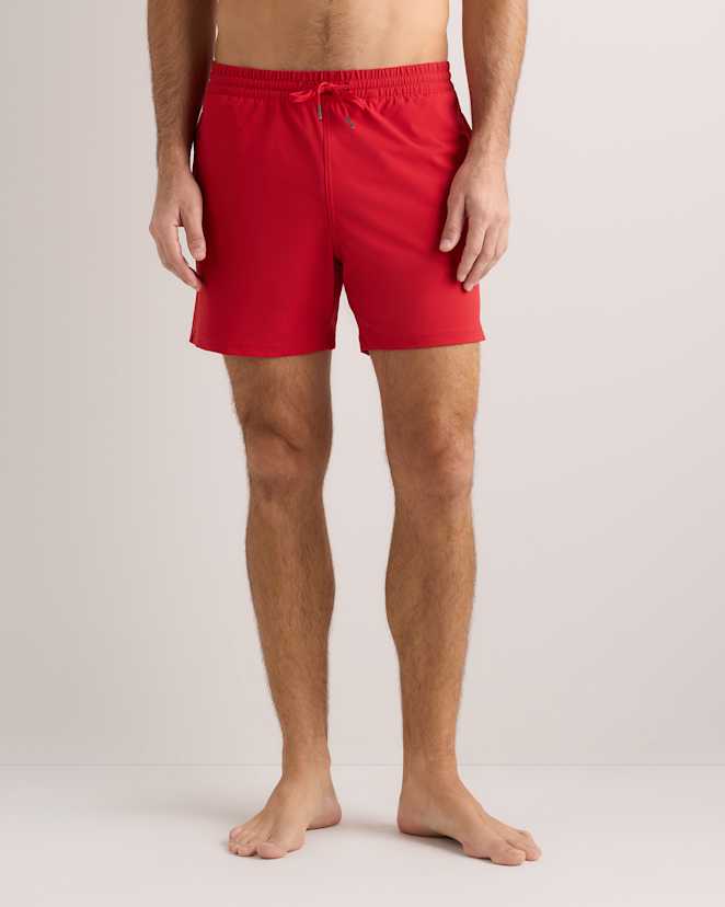 Crimson Italian Swim Trunks - 7"