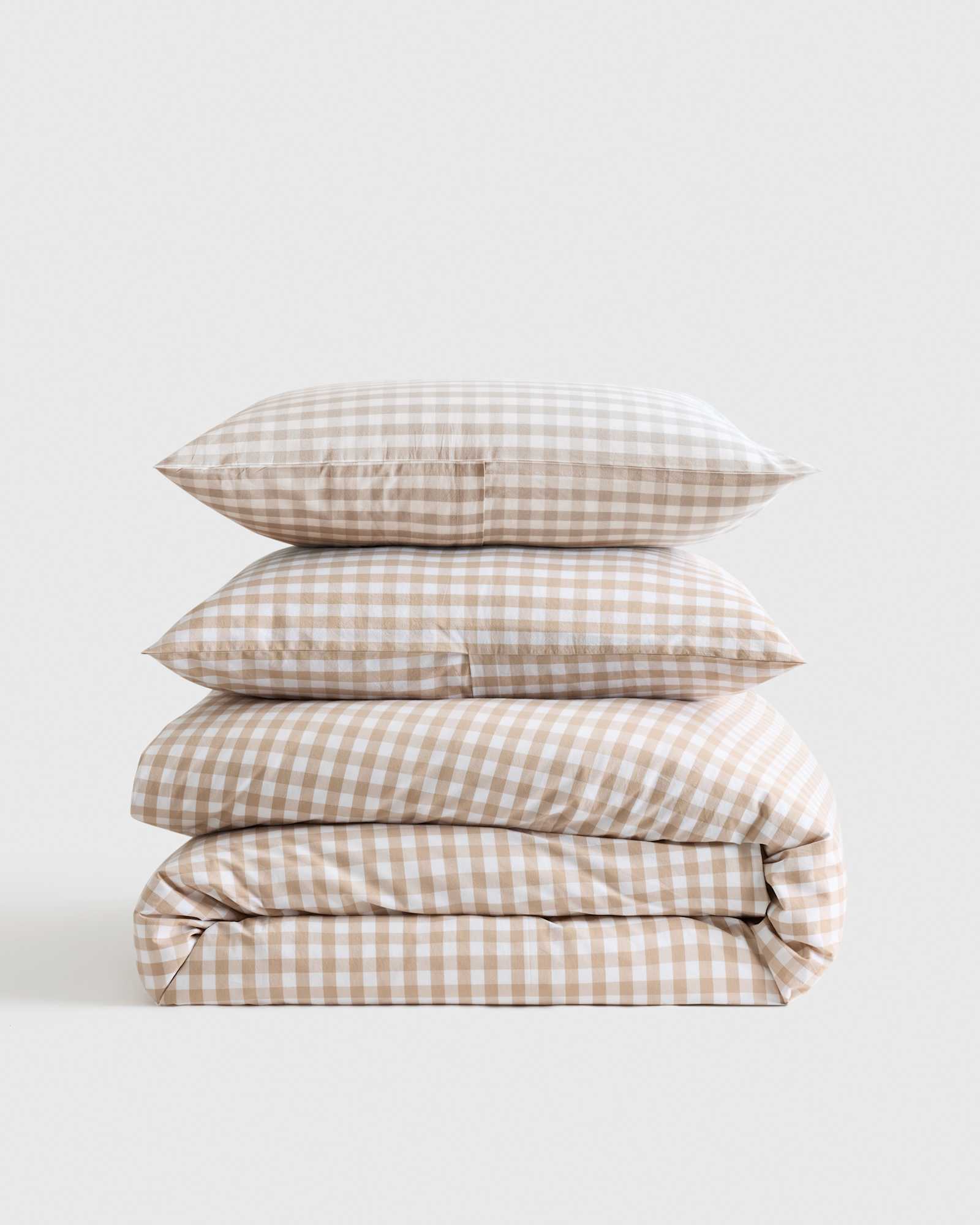 U BEDD 305 CAF 2170 cafe Classic Organic Percale Gingham Duvet Cover Set