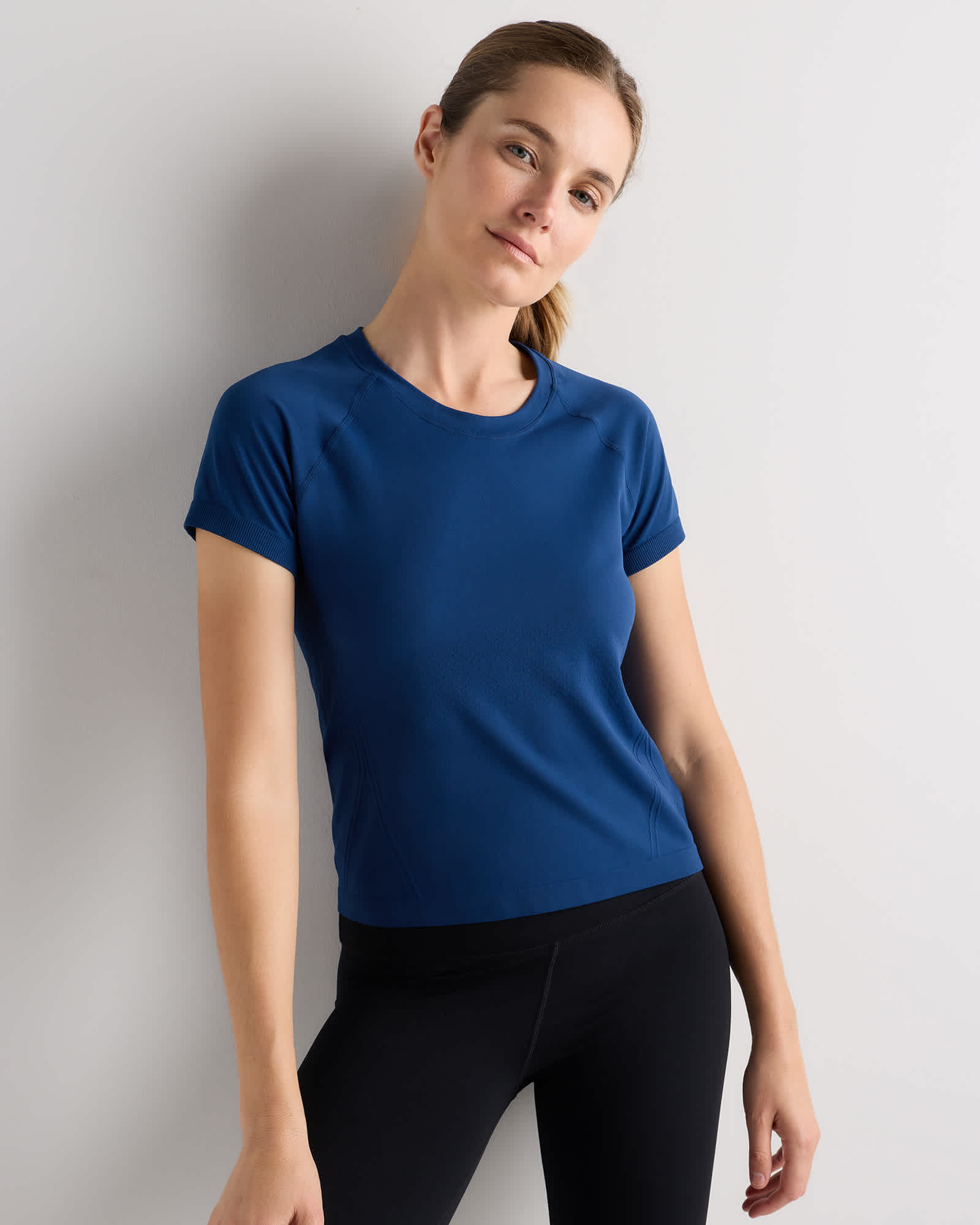 royal-blue Seamless Waist-Length Tee