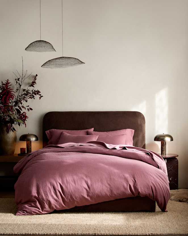 Plum European Linen Duvet Cover Set