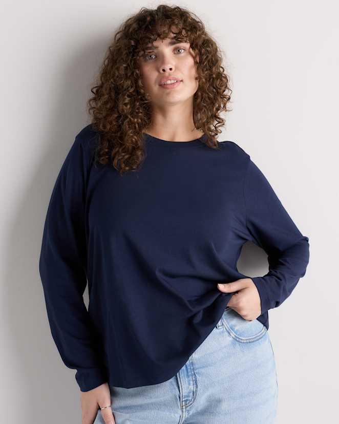 Navy Cotton Modal Long Sleeve Tee