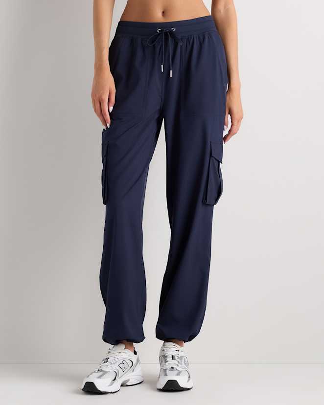 Deep Navy Performance Tech Cargo Mid-Rise Pants
