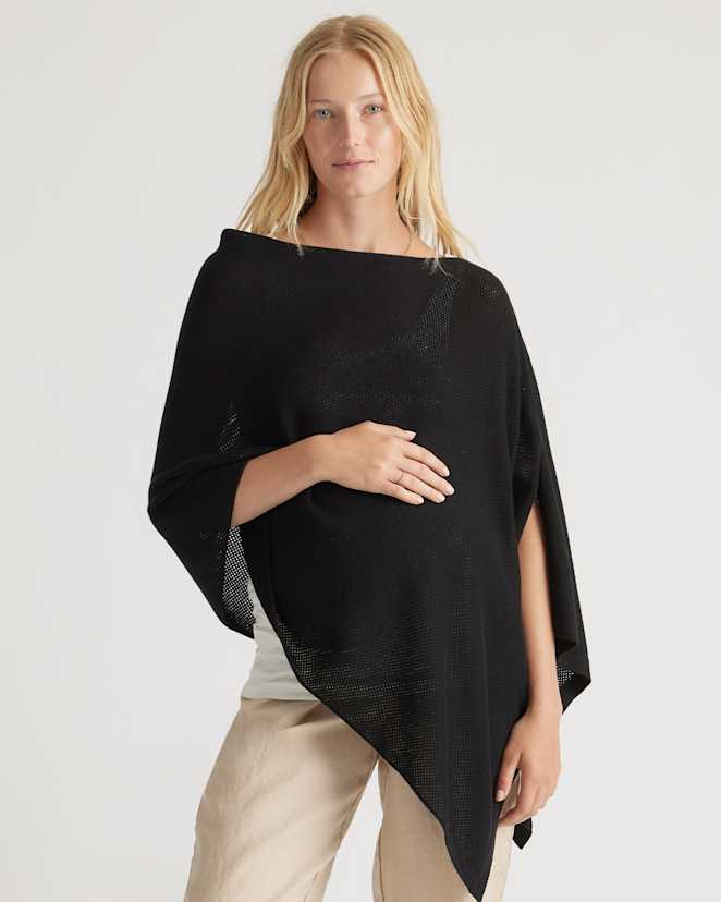 Black Lightweight Cotton Cashmere Nursing Shawl