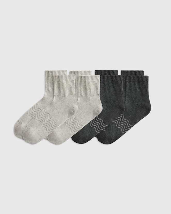 Grey/Charcoal Everyday Cotton Solid Quarter Socks (4-Pack)