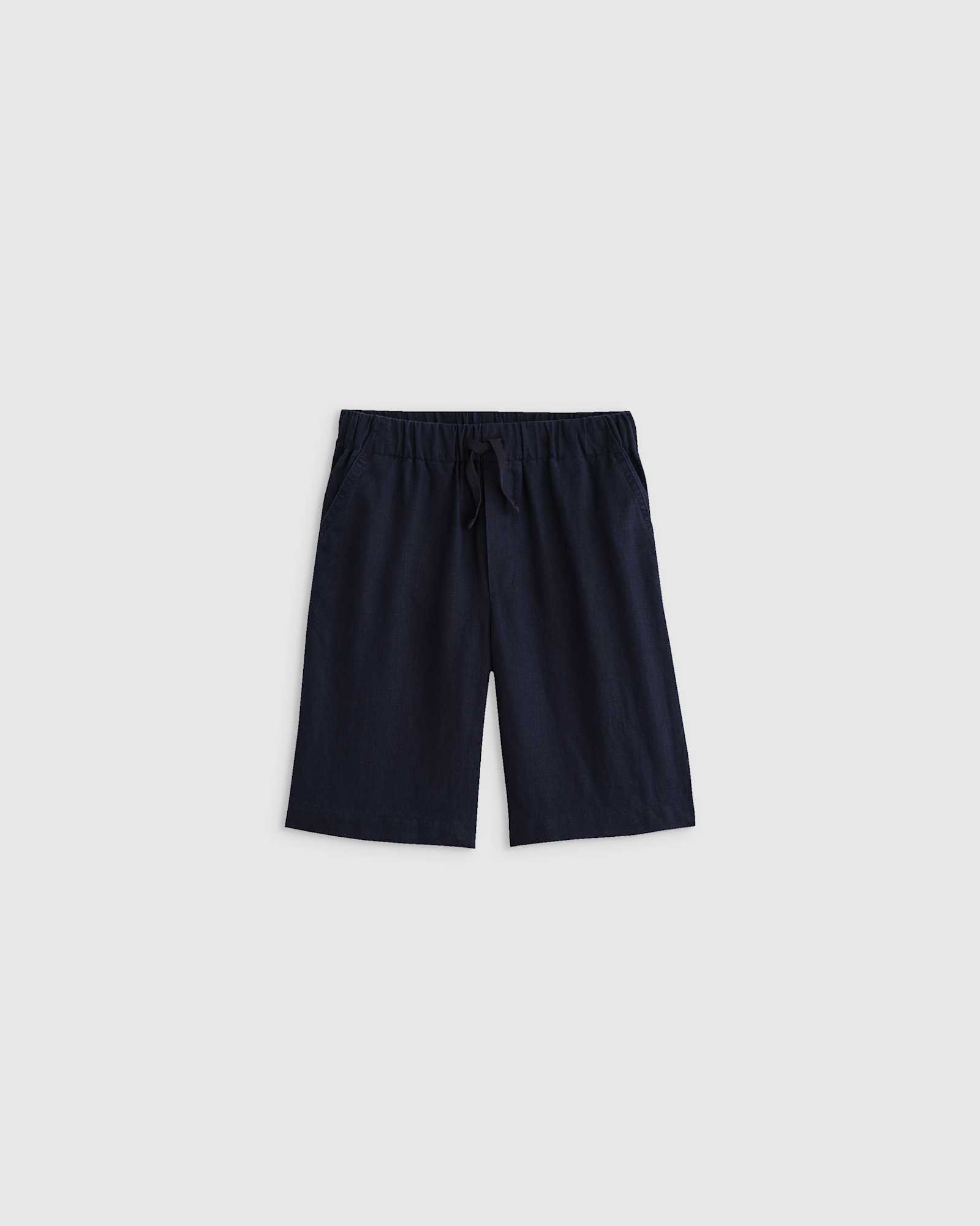 deep-navy 100% European Linen Pull-On Shorts