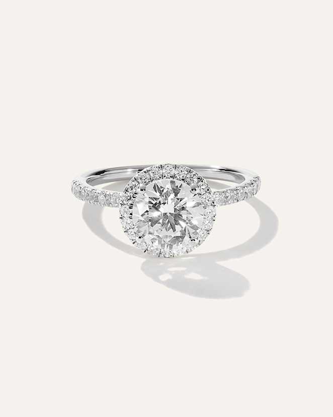 Platinum Lab Grown Diamond Round Halo Pave Engagement Ring - 1.50ct
