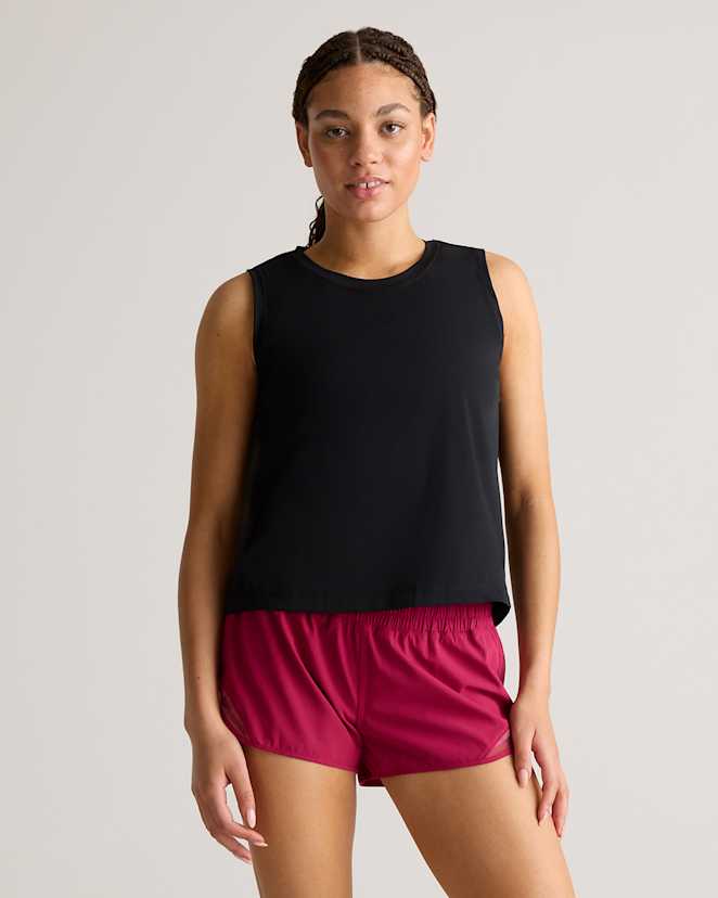 Black Essential Run Cropped Muscle Tank