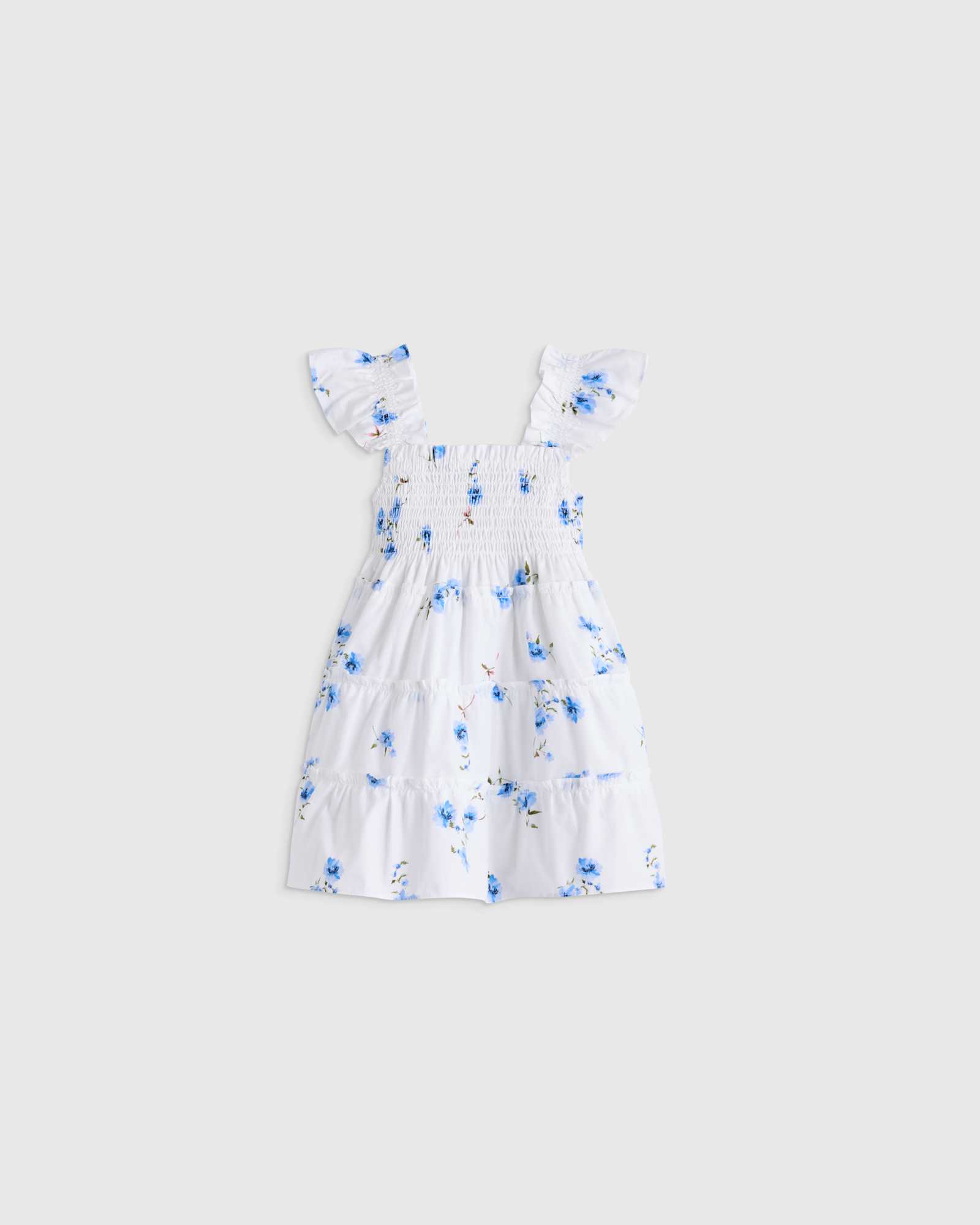 U--251-032 CROPPED romantic-stems 100% Organic Cotton Poplin Smocked Dress