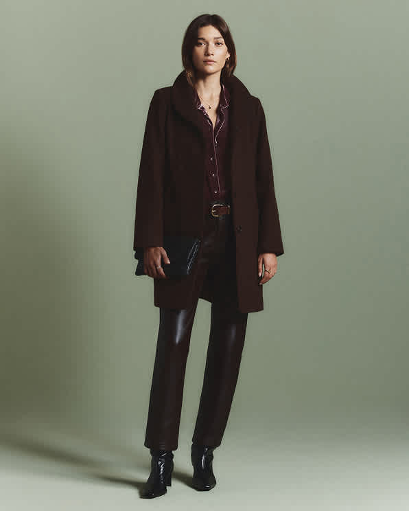 Black Wool Cashmere Cocoon Coat