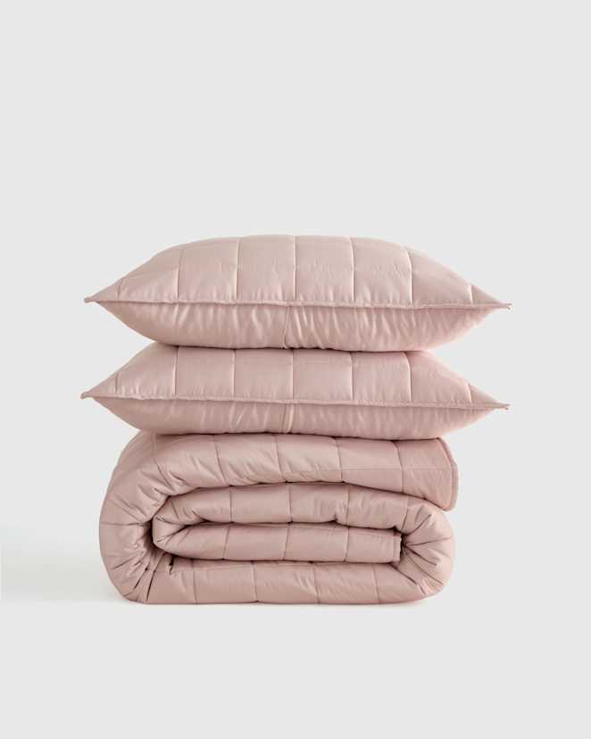 Soft Blush Bamboo Box Quilt Set