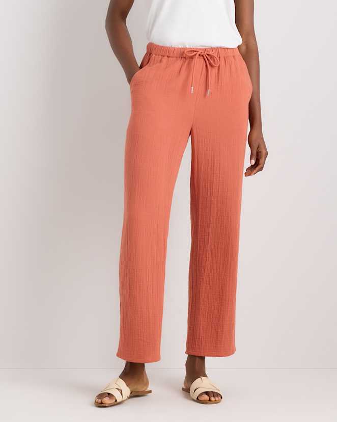 Spiced Orange 100% Organic Cotton Gauze Straight Leg Pants