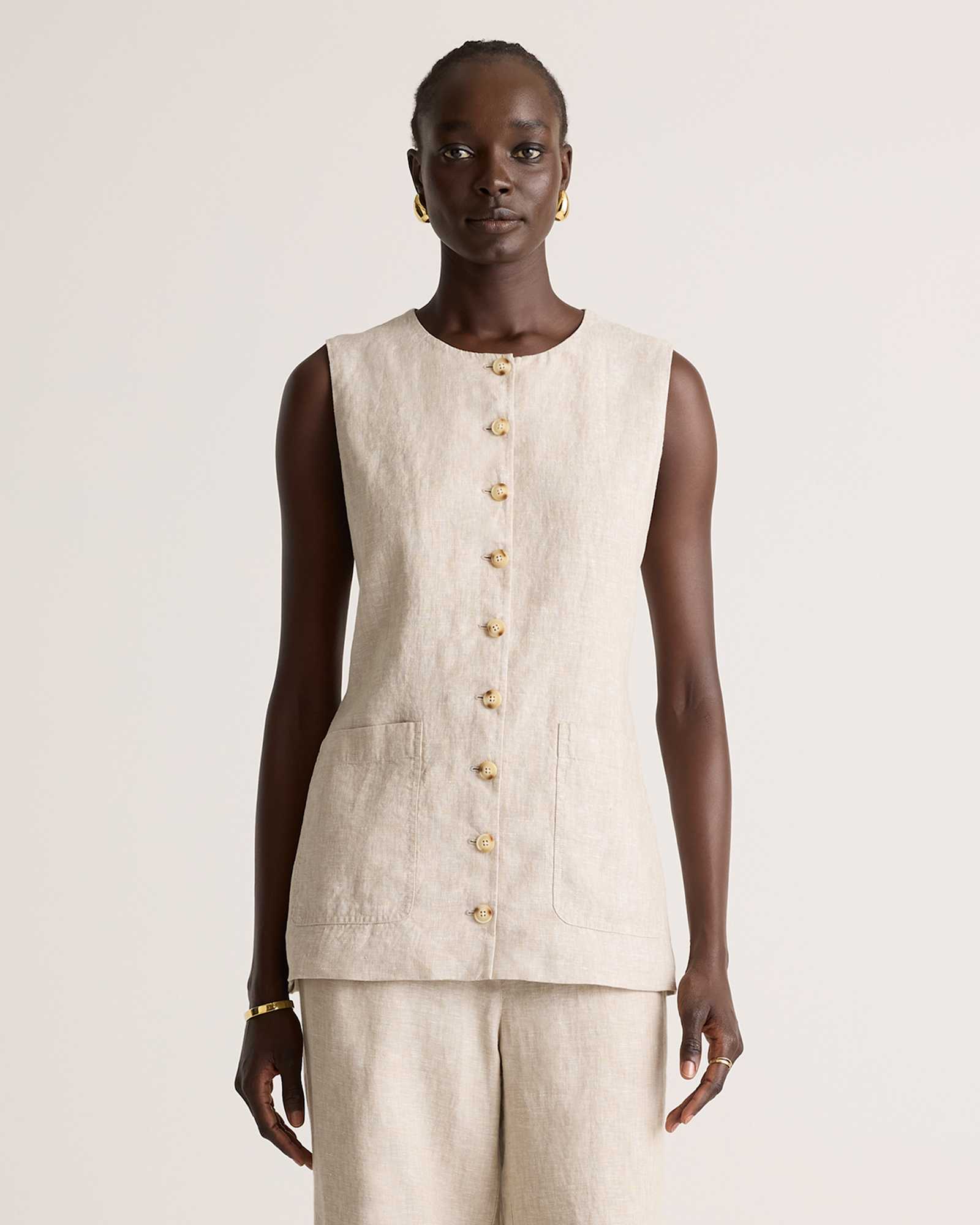 Flax 100% European Linen Longline Vest