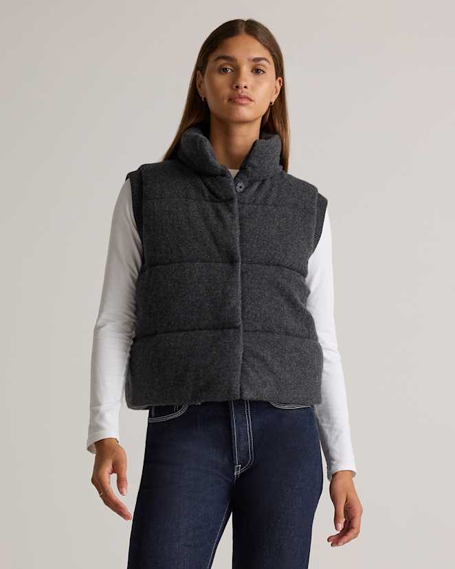 Charcoal Mongolian Cashmere Puffer Vest