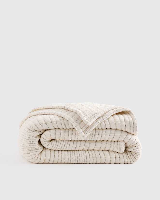 U BEDD 340 UND 1657 EDITED Undyed Organic Cotton Channel Stitch Coverlet