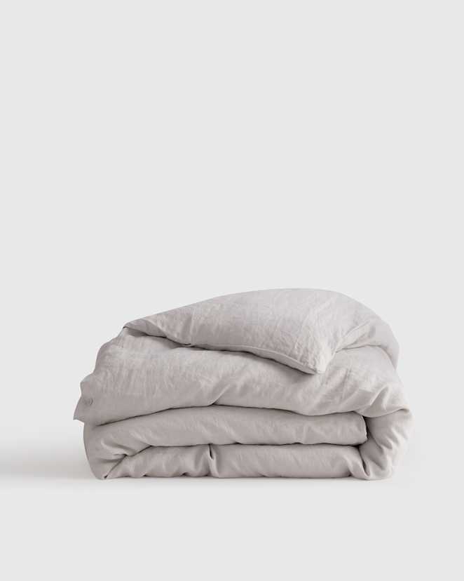Light Grey European Linen Duvet Cover