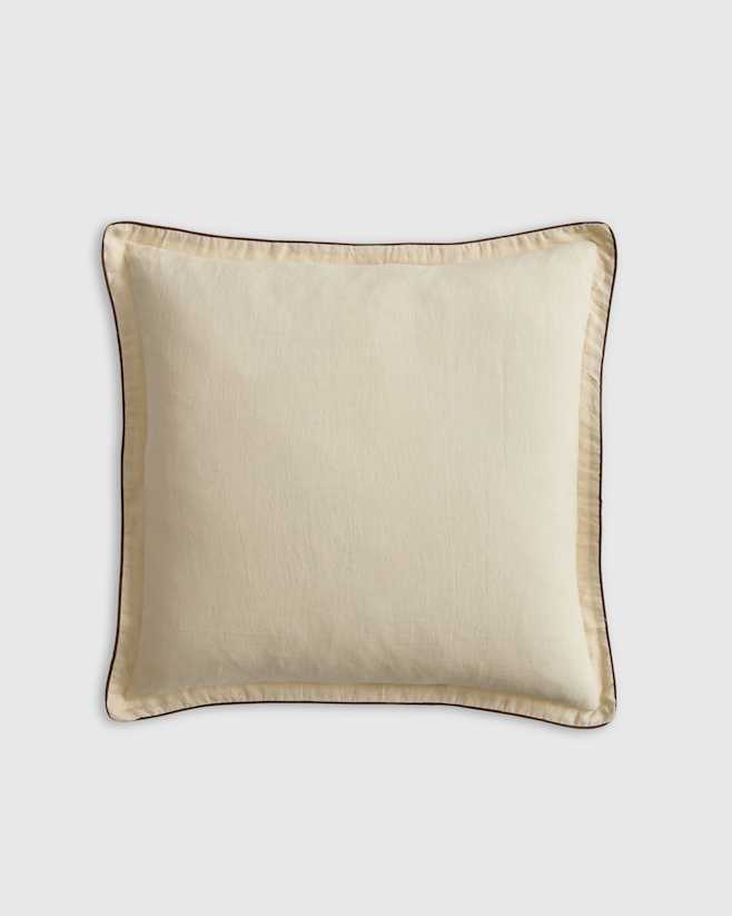 Oat/Espresso European Linen Piped Euro Sham