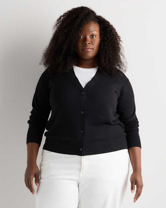 Black Lightweight Cotton Cashmere Cardigan
