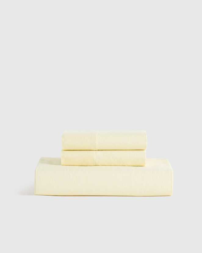Butter Yellow European Linen Fitted Sheet Set