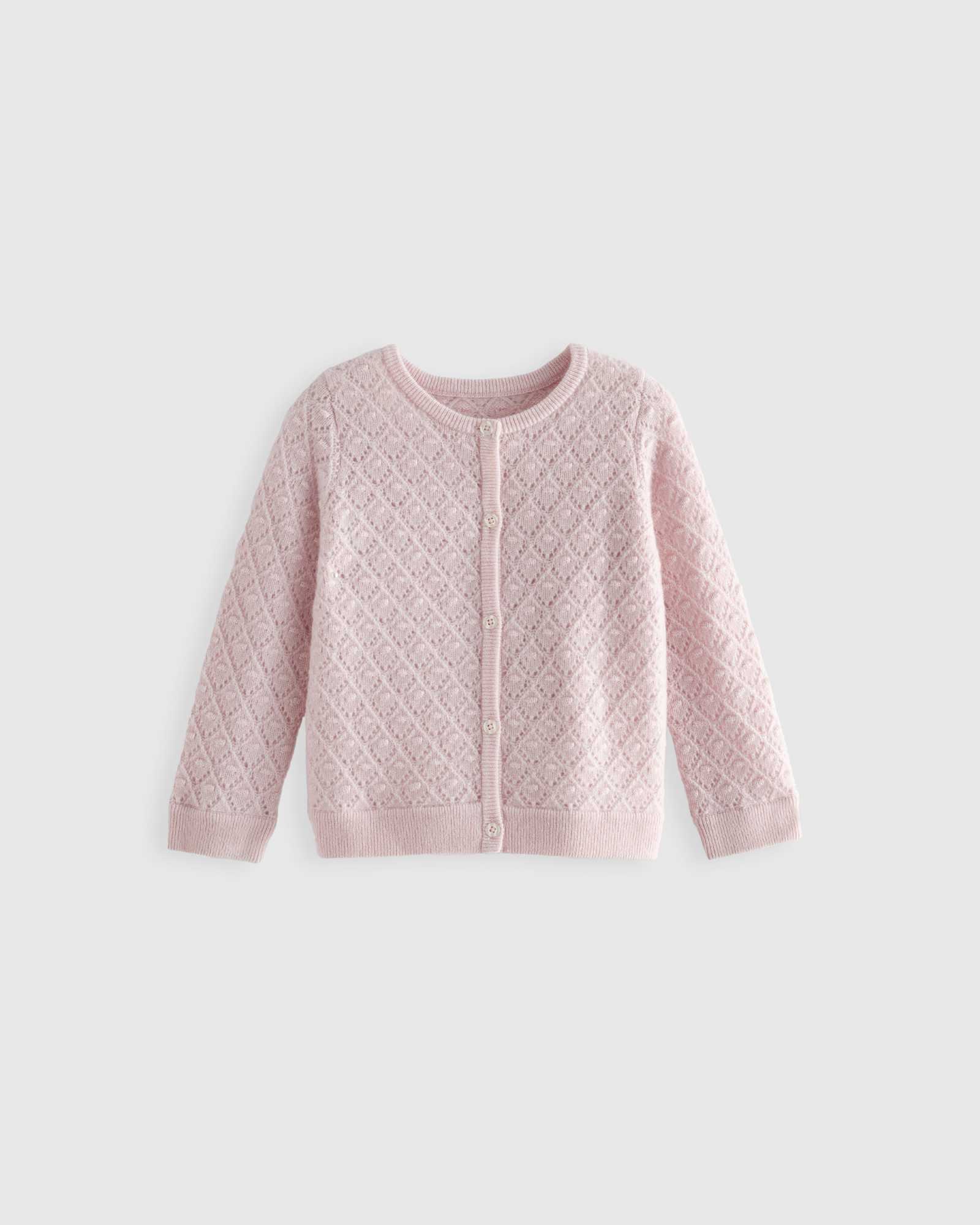 minimal-pink Washable Cashmere Pointelle Cardigan