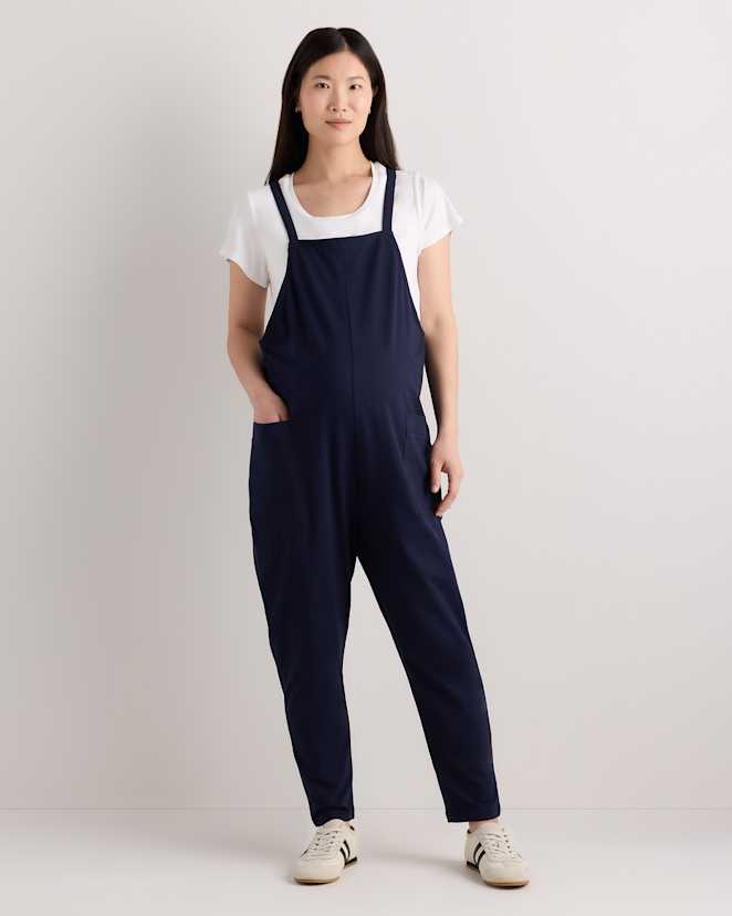 Deep Navy Organic Cotton Maternity Overalls