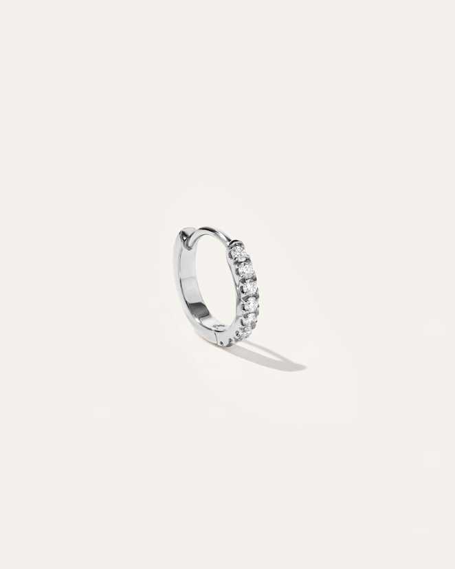White Gold 14K Gold Pave Diamond Tiny Huggie - Single