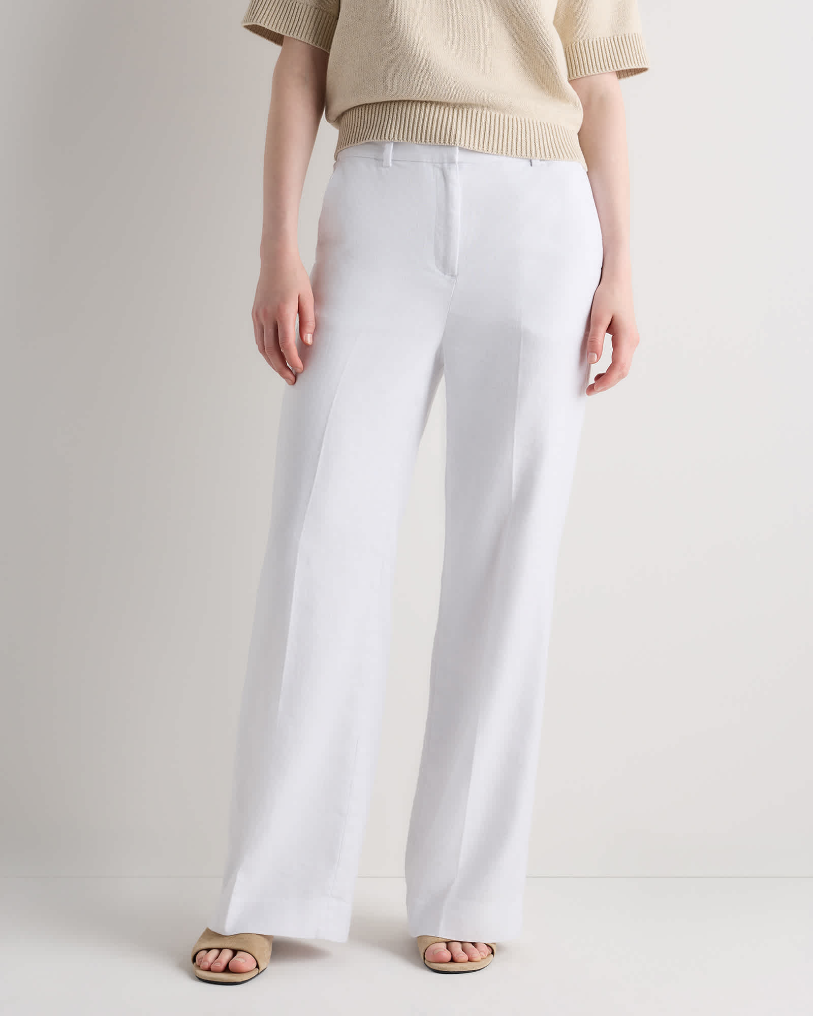 White European Stretch Linen Trouser