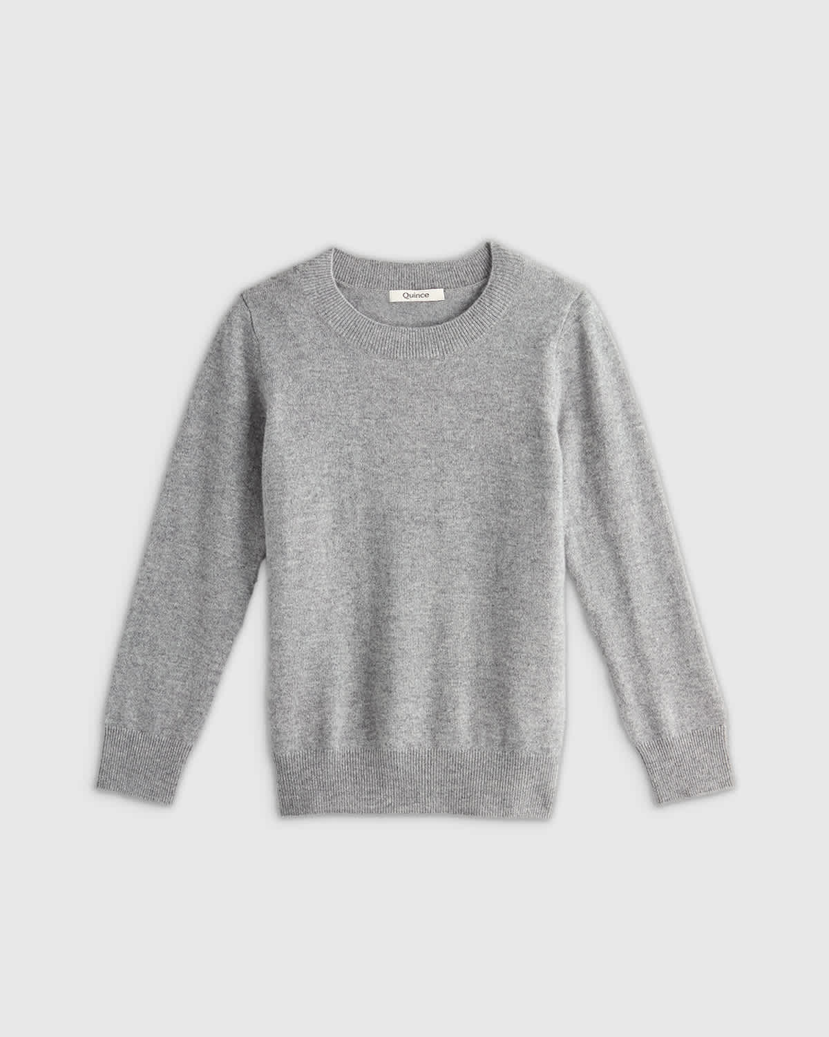 heather-grey Washable Cashmere Crewneck Sweater